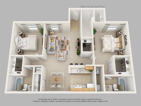 Two Bedroom Two Bath Floor Plan